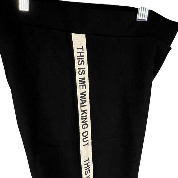 Zara Women L Black Yoga Pants High Waist Edgy Side Text "This Is Me Walking Out" - Picture 9 of 16